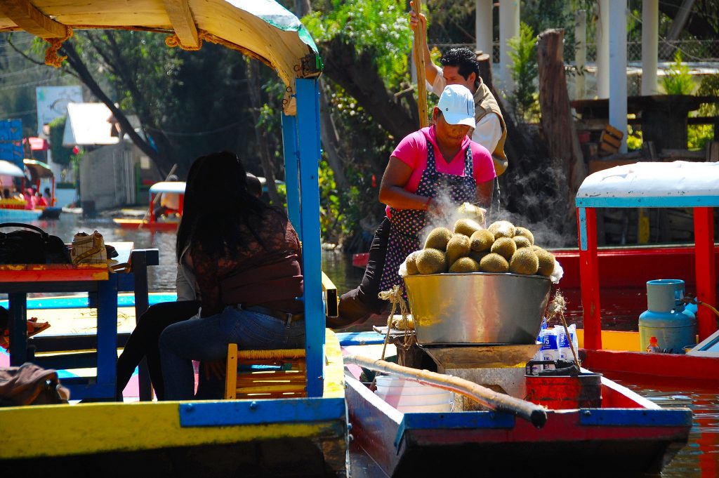 Food vendor at the Floating Gardens in Xochimilco.