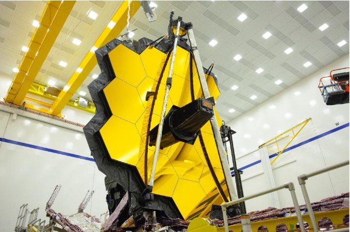 The James Webb Space Telescope in a clean room during its assembly