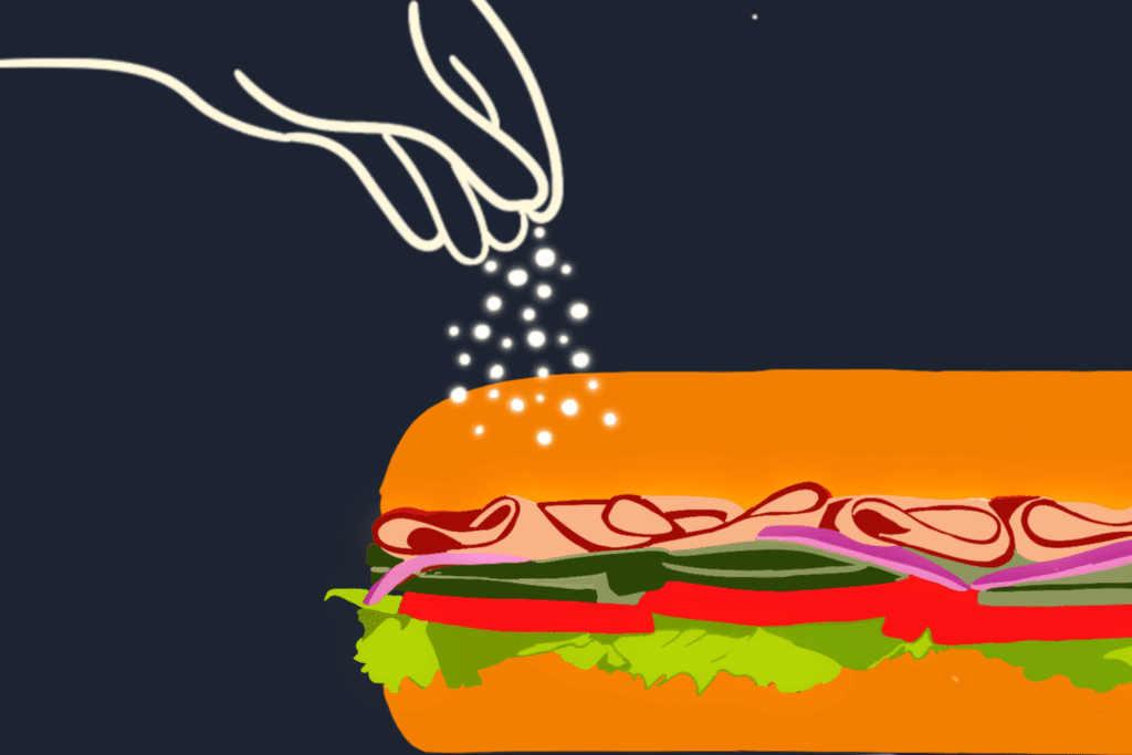 Illustrated sandwich representing Subway's bread tax controversy in Ireland over high sugar content