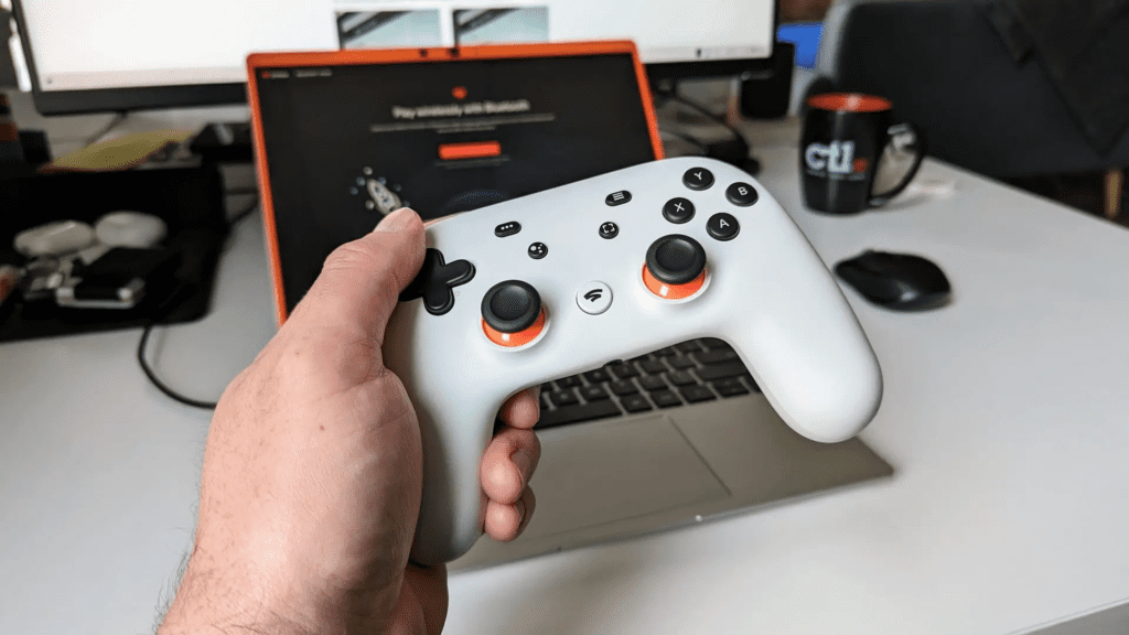 An image of the Stadia Controller, out of the box. 