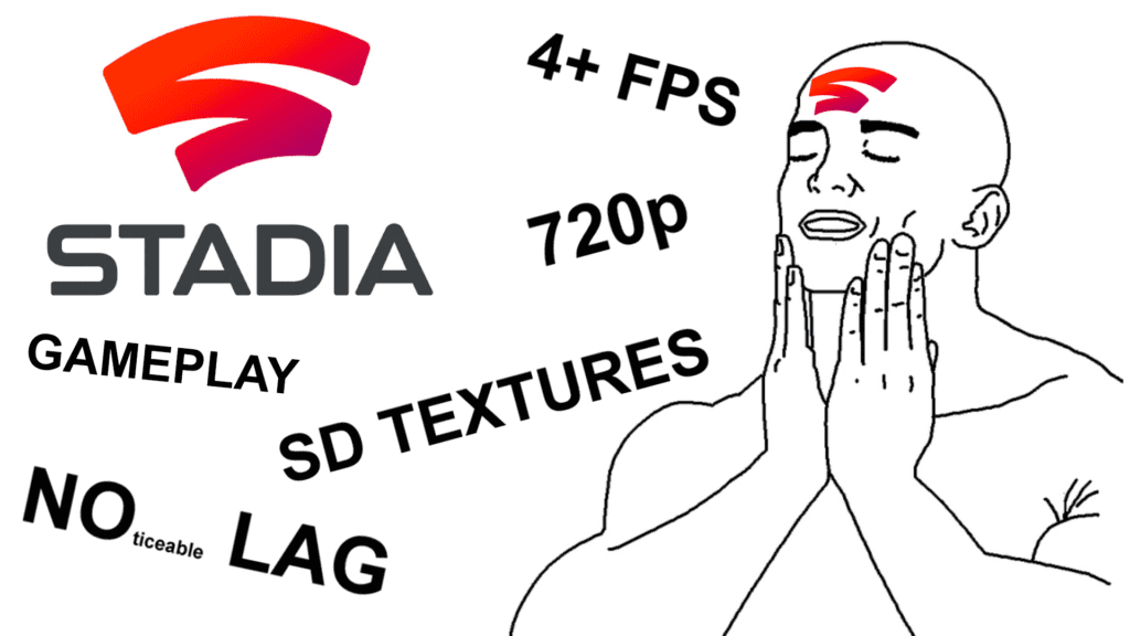 A meme harping on the lack of promised features within Google Stadia upon launch.