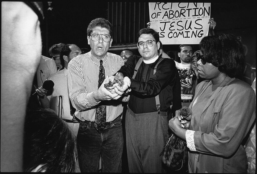 Operation Rescue leaders Randall Terry and Reverend Terry Schenk demonstrate against abortion 