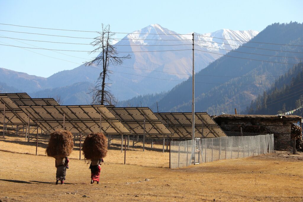 A solar farm on a mountain
