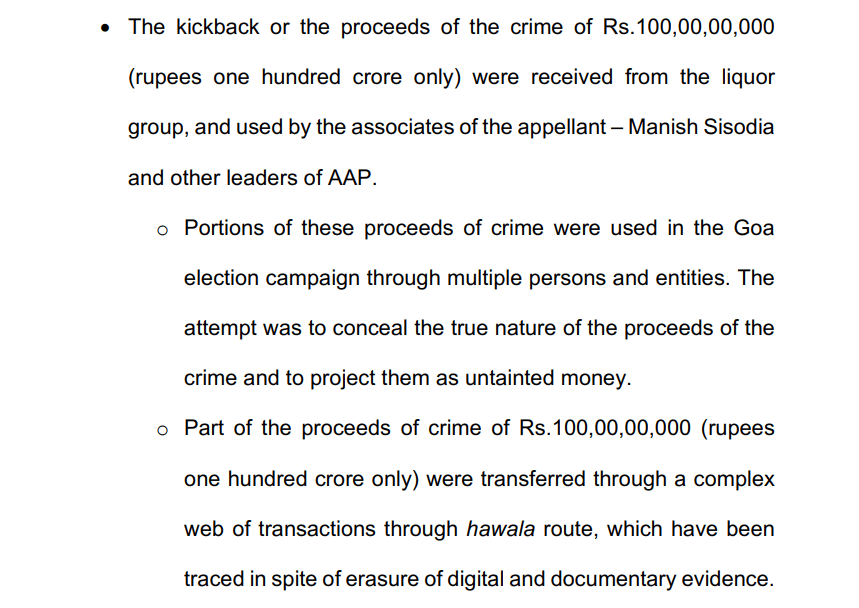 Kickback of ₹100 crores received by Manish Sisodia and AAP leaders. 