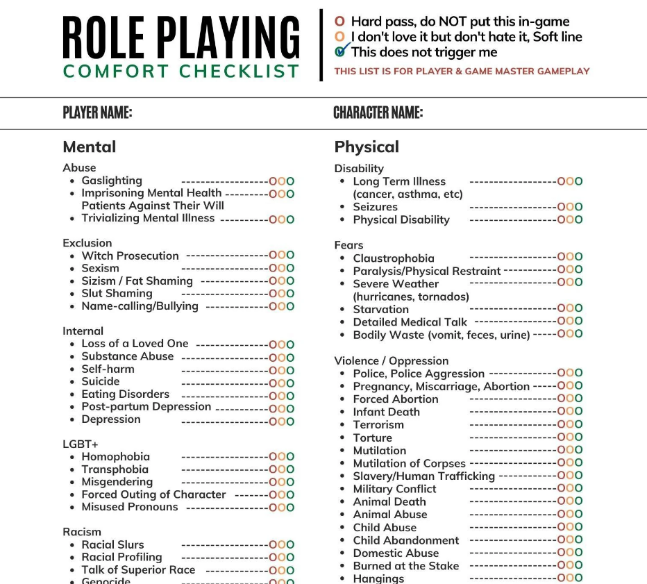 Lines and Veils- Role playing safety tool
