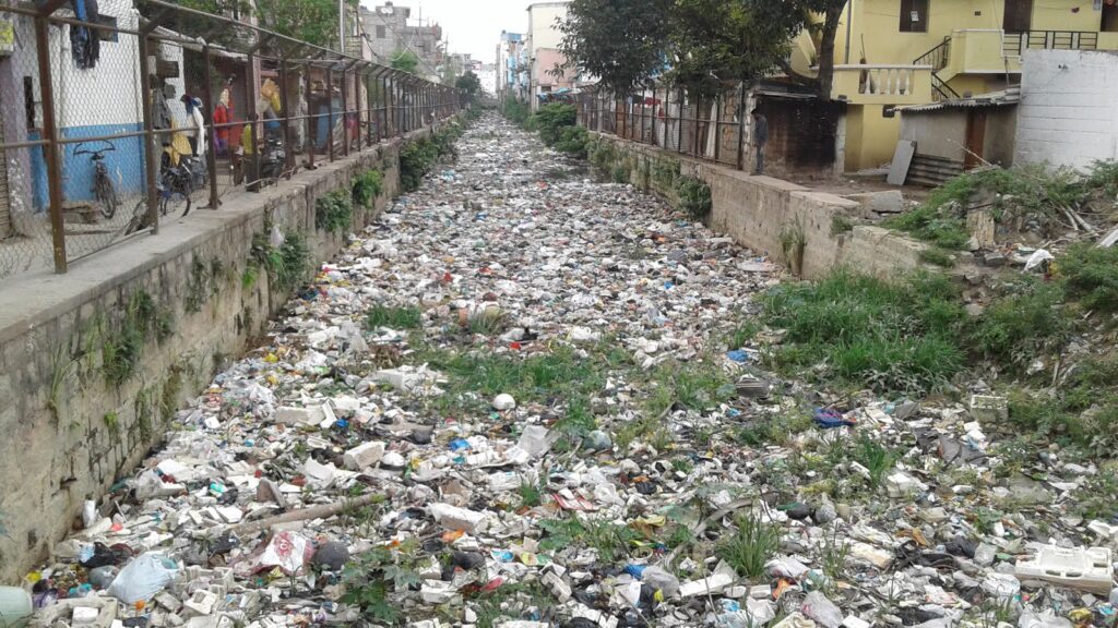 Storm water drain near Kormangala clogged with filth