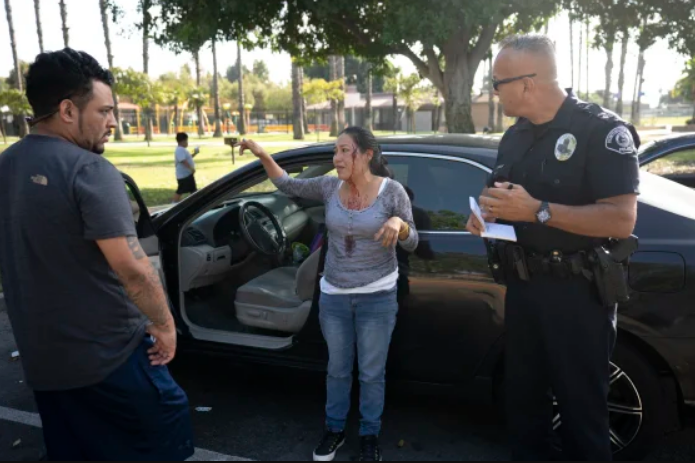 woman suffering because of robocops