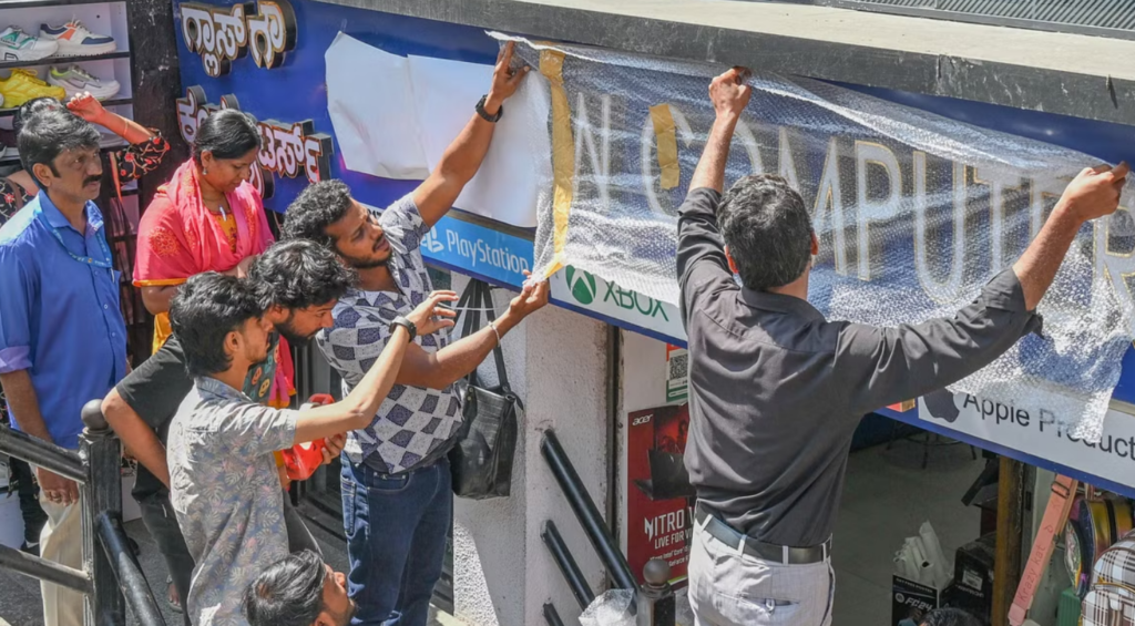 Signboard being taken down