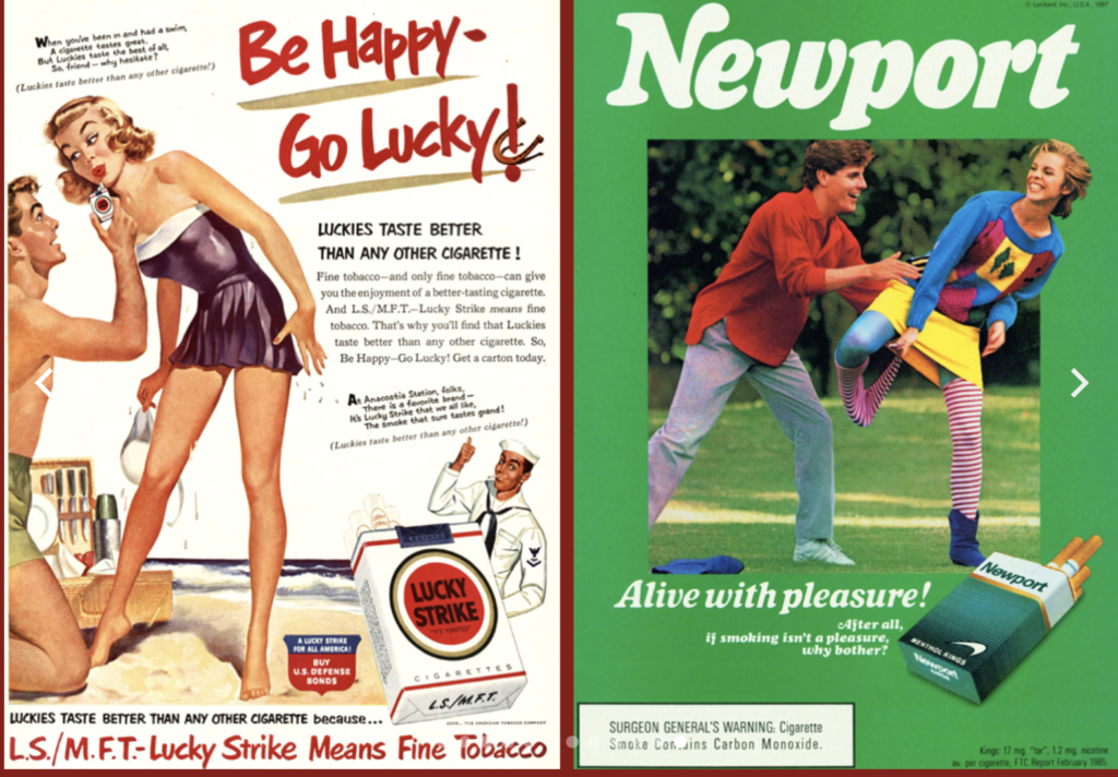 A Newport ad featuring a playful outdoor scene with a couple, promoting the idea of fresh and pleasurable experiences.”